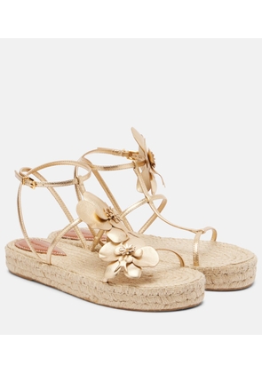 Zimmermann Floral-applique leather espadrille sandals