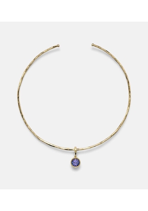 Octavia Elizabeth Olivia 18kt gold pendant choker with diamonds and tanzanite
