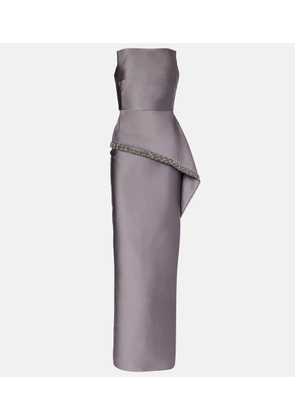 Roland Mouret Crystal-embellished taffeta gown