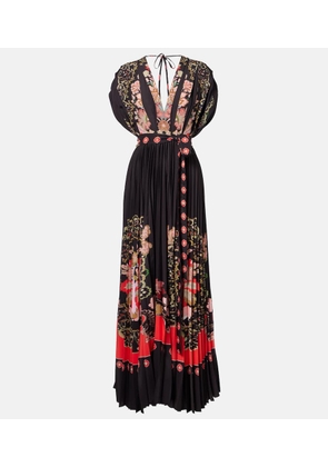 La DoubleJ Accordion printed plisse maxi dress