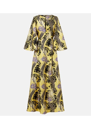 La DoubleJ Belle cutout printed silk maxi dress