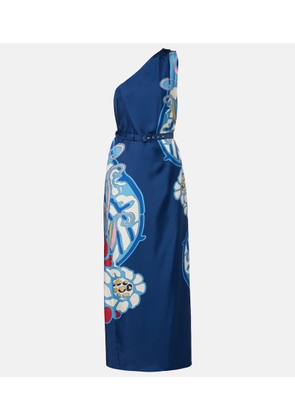 La DoubleJ Roy printed one-shoulder silk twill maxi dress