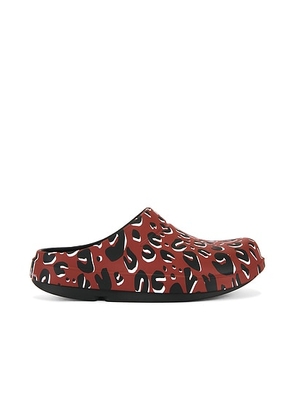 TAKAHIROMIYASHITA The Soloist x OFFOS Leopard Clog in Red - Red. Size 10 (also in 11, 12, 8, 9).