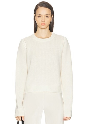SABLYN Noa Shunken Crewneck Sweater in Gardenia - White. Size L (also in ).