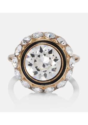 Valentino VLogo crystal-embellished enamel ring