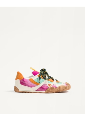 Valentino Garavani Amphibia Sneaker in Rubberised Calfskin and Split Leather Woman FUCHSIA 35