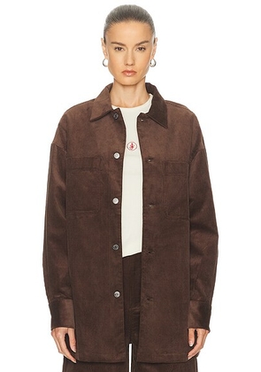 SEROYA April Corduroy Shacket in Slate Brown - Brown. Size L (also in XS, S, M, XL).