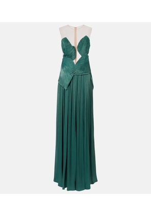 Costarellos Serenne pleated bustier gown