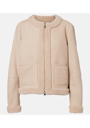 Moncler Shearling-lined suede down jacket