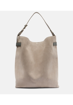 Brunello Cucinelli Essence Monili Large suede tote bag