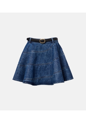 Self-Portrait Belted denim miniskirt