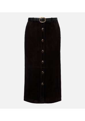 Self-Portrait Suede midi skirt