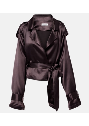 The Frankie Shop Simona cropped satin trench coat
