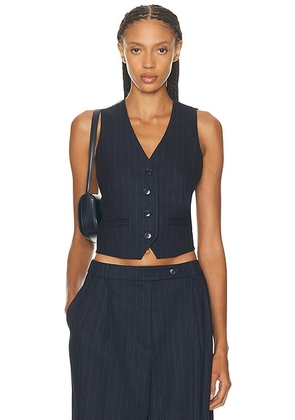 SANS FAFF Atlas Vest in Pinstripe - Navy. Size L (also in XS, S, M).