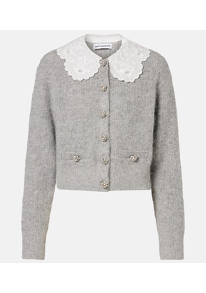 Self-Portrait Embellished lace-trimmed cardigan