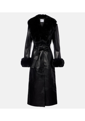 Self-Portrait Belted leather coat