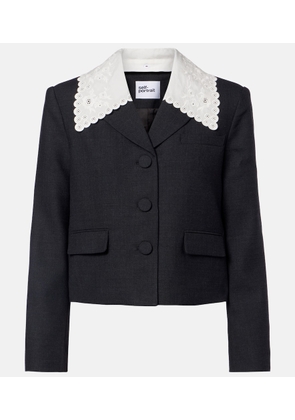 Self-Portrait Broderie anglaise cropped jacket