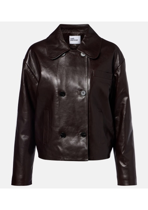Self-Portrait Cropped leather jacket