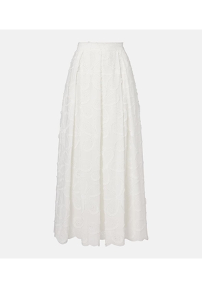 Elie Saab Embroidered cotton-blend midi skirt