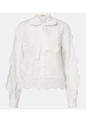 Elie Saab Embroidered tie-neck blouse