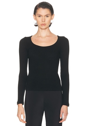 SABLYN Isla Scoop Neck Long Sleeve Tee in Black - Black. Size L (also in M, S, XS).