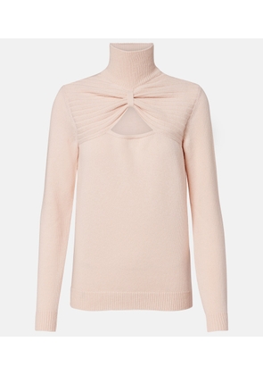 Valentino Cutout gathered virgin wool turtleneck sweater