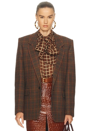 Saint Laurent Oversized Blazer in Marron Multicolore - Brown. Size 38 (also in ).