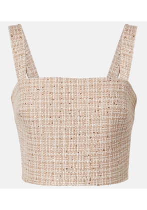 Elie Saab Checked sequined tweed crop top