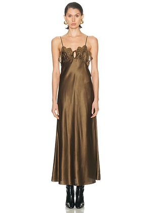 Saint Laurent Slip Dress in Kaki - Army. Size 38 (also in ).