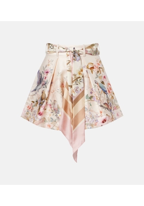 Zimmermann Rebellion printed silk and cotton shorts