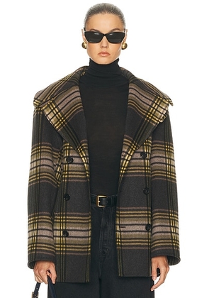 Saint Laurent Coat in Noir Jaune Vert - Charcoal,Yellow. Size 40 (also in ).