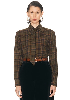 Saint Laurent Long Sleeve Top in Fakland Checks - Green. Size L (also in ).