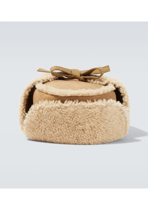 Visvim Open Car suede and shearling aviator hat
