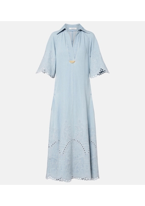 Zimmermann Daylight embroidered denim midi dress