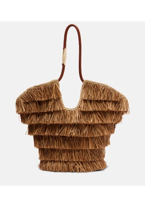 Zimmermann Goldentime Medium raffia tote bag