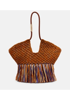 Zimmermann Goldentime Medium raffia tote bag