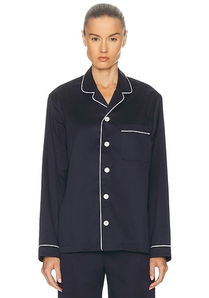 Tekla Pyjama Shirt in Chelsea - Navy. Size L (also in M, S, XS).