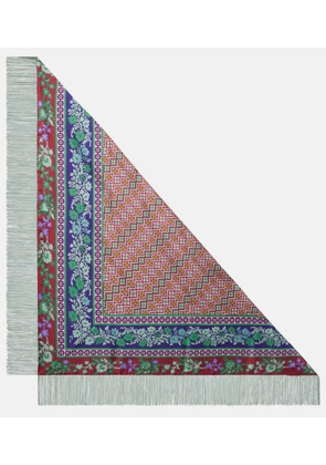 La DoubleJ Fringed printed silk twill scarf