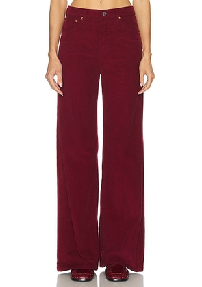 RE/DONE High Rise Wide Leg Jeans in Beet Cord - Red. Size 24 (also in 25, 26, 27, 29, 30, 31, 32).