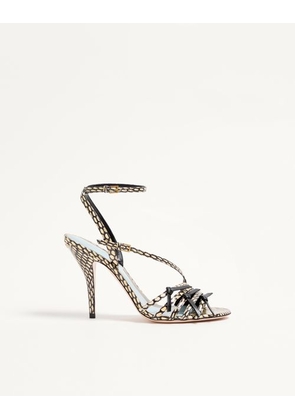 Valentino Garavani Nodine Elaphe Sandal 100mm Woman IVORY/BLACK 35