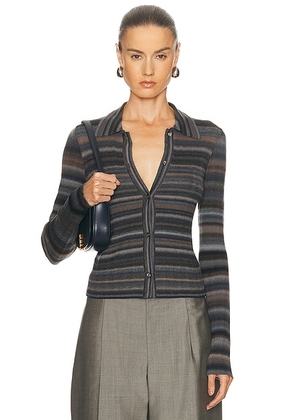 RE/DONE Ribbed Polo Cardi in Black Combo - Black. Size L (also in XS, S, M).