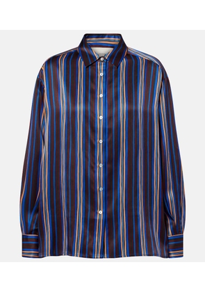 Asceno Maya striped silk charmeuse pajama shirt