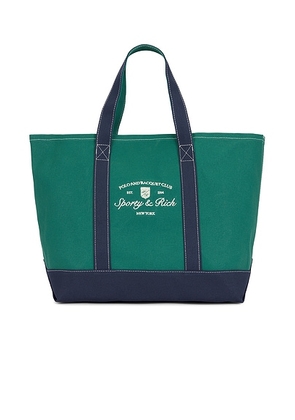 Sporty & Rich Syracuse Two Tone Tote Bag in Dark Navy & Alpine - Green. Size all.