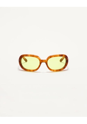 Valentino Oval Wrap-Around Acetate Frames unisex Medium Havana/Acid Green 62