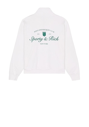 Sporty & Rich Syracuse Quarter Zip in White - White. Size L (also in XL/1X).