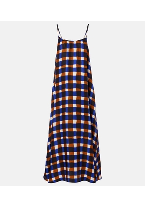Asceno Napoli checked silk twill maxi dress