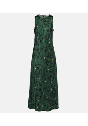 Asceno Valencia printed silk charmeuse maxi dress