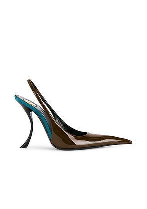 Saint Laurent Apolline Slingback Pump in Burnished Wood. Size 36.5 (also in 38.5, 39, 40).
