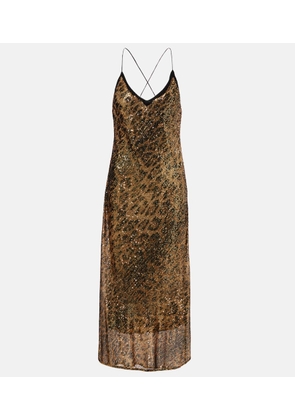 Roberto Cavalli Leopard-print sequined slip dress