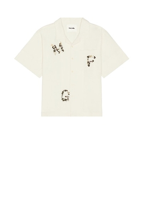 Story mfg. Greetings Shirt in Ecru Clover Embroidery - White. Size L (also in M, XL/1X).